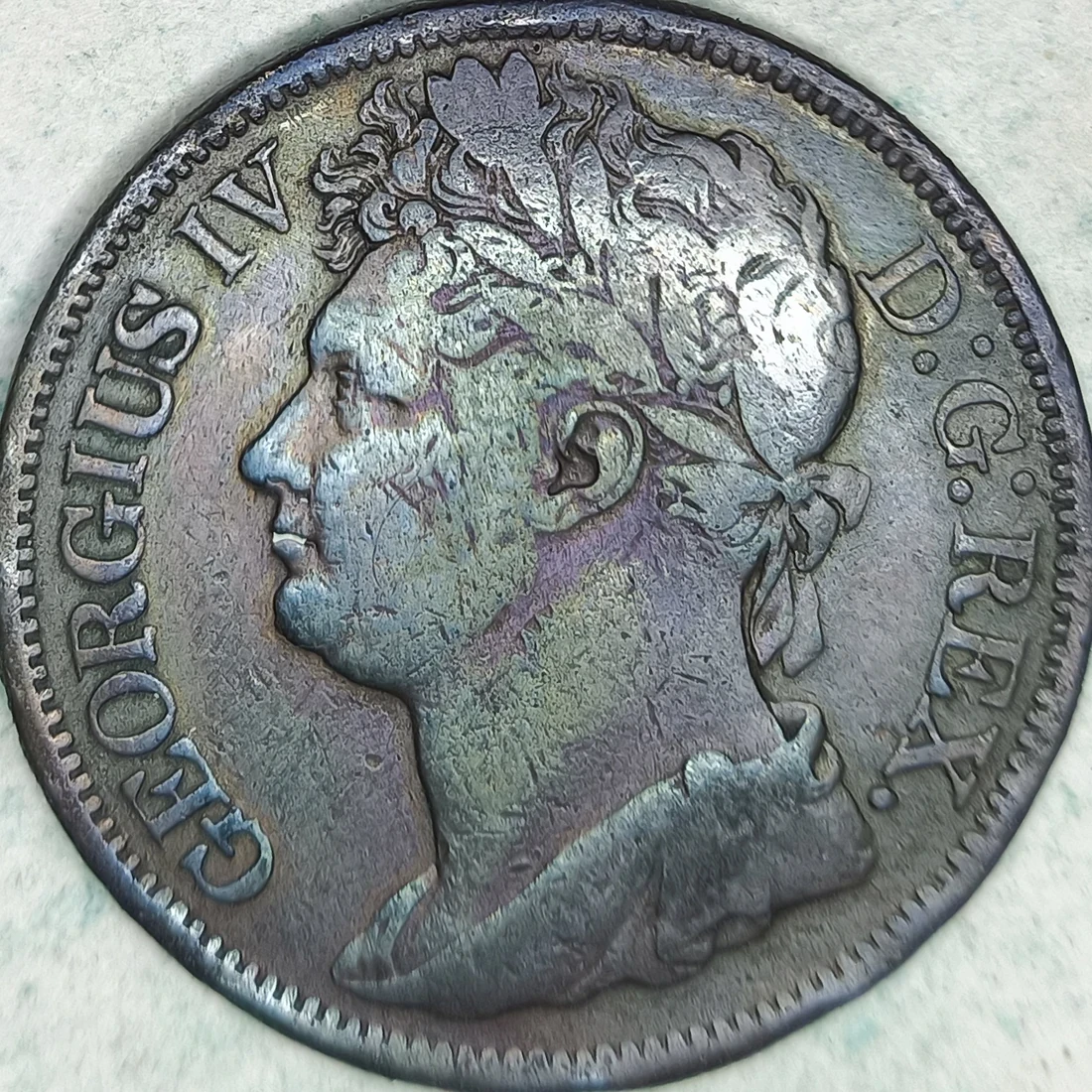 Avers : Irlande 1 penny 1822 - George IV - Harpe couronnée