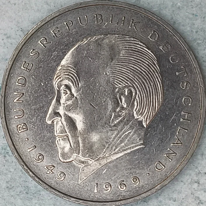 Vorderseite : Deutschland 2 Mark Konrad Adenauer 1978 J