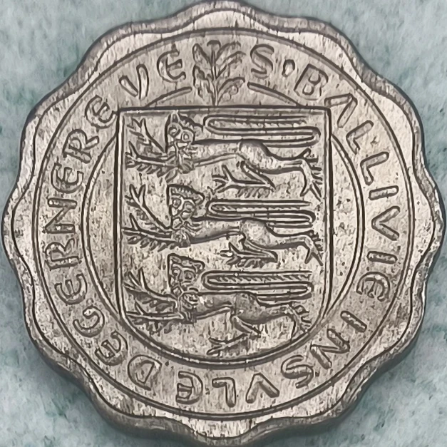 Avers : Guernesey 3 pence 1959 - Vache de Guernesey