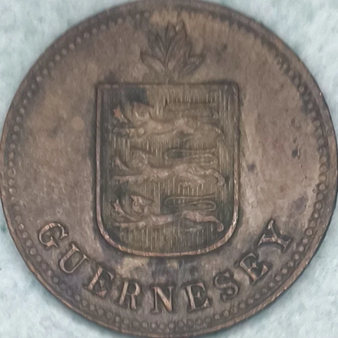 Obverse : Guernesey 2 doubles 1914 - Armoiries