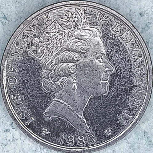 Avers : Île de Man 5 pence 1988 - Planche à voile