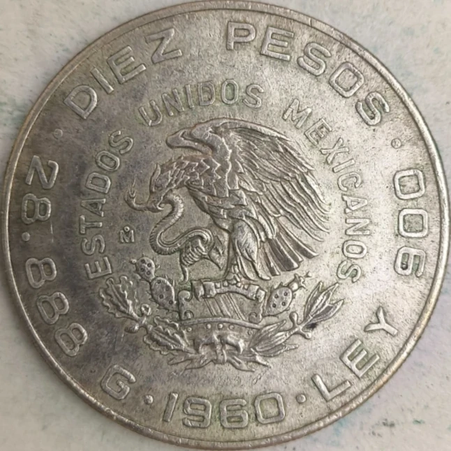 Obverse : Mexico 10 pesos 1960 Mo - Hidalgo with Madero