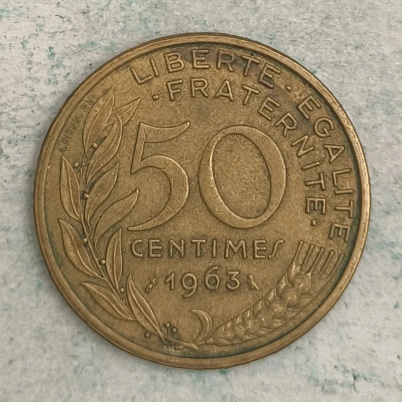 Rückseite : Frankreich 50 Centimes 1963 - Marianne (Fehler 4 Falten im Kragen)