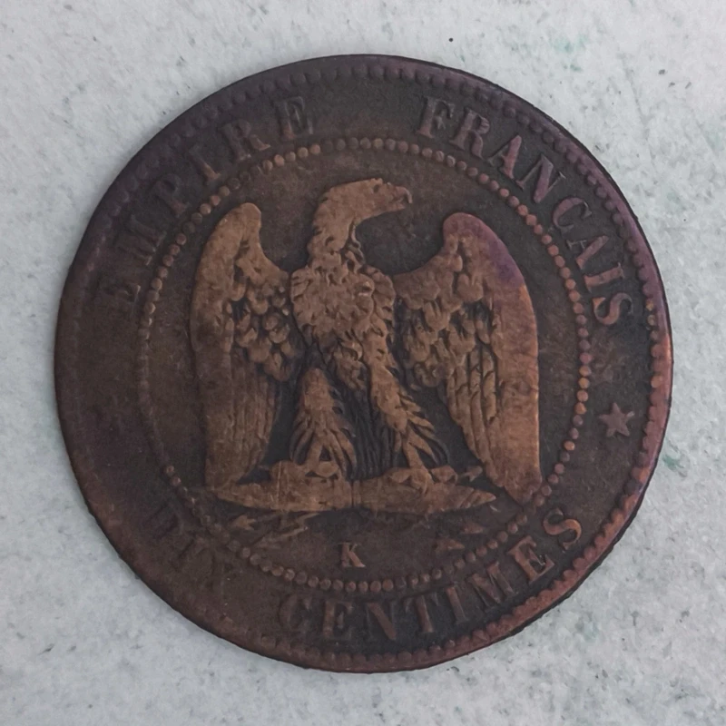 Rückseite : Frankreich 10 Centimes - Napoleon III 1855-K waagerechte Weinranke