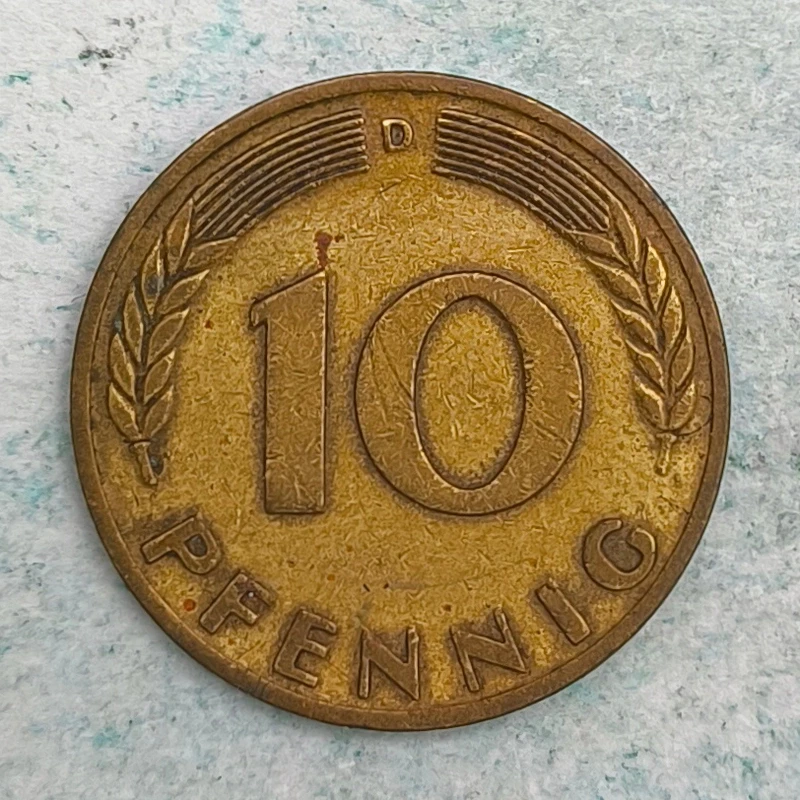 Rückseite : Deutschland 10 Reichspfennig 1949 D spitze Körner