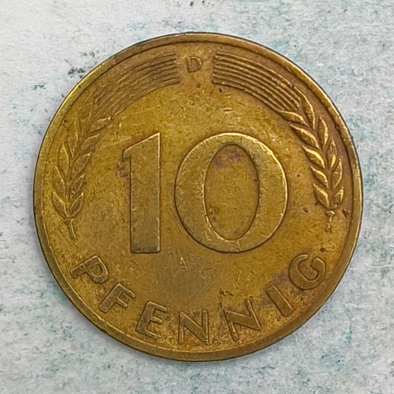 Rückseite : Deutschland 10 Pfennig 1950 D