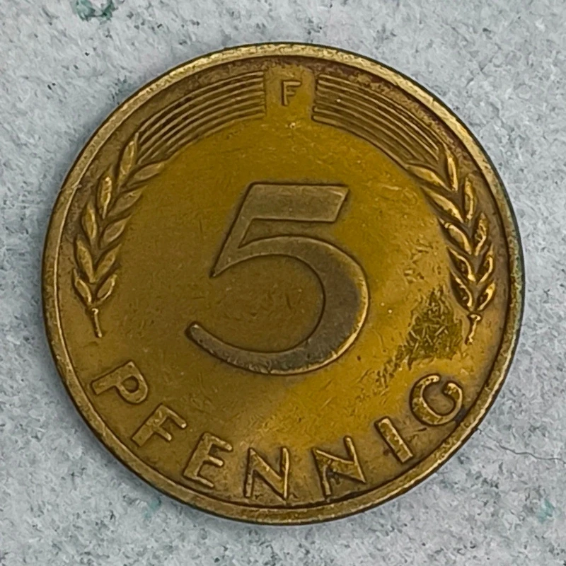 Rückseite : Deutschland 5 Pfennig 1950 F