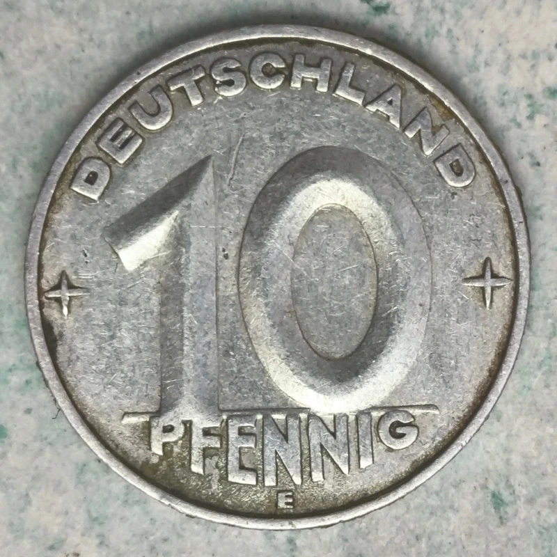 Rückseite : Ostdeutschland 10 Pfennig 1952 E