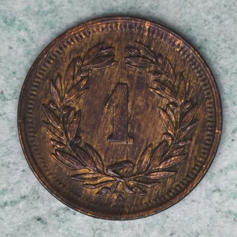 Reverse : Switzerland 1 rappen 1937 B