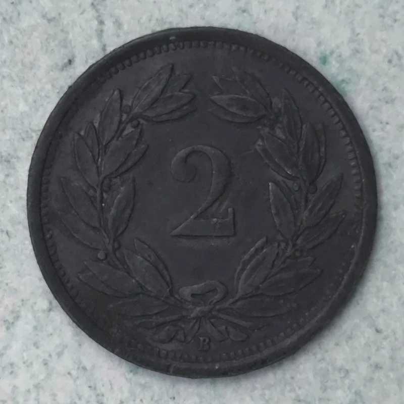 Reverse : Switzerland 2 rappen 1942 B