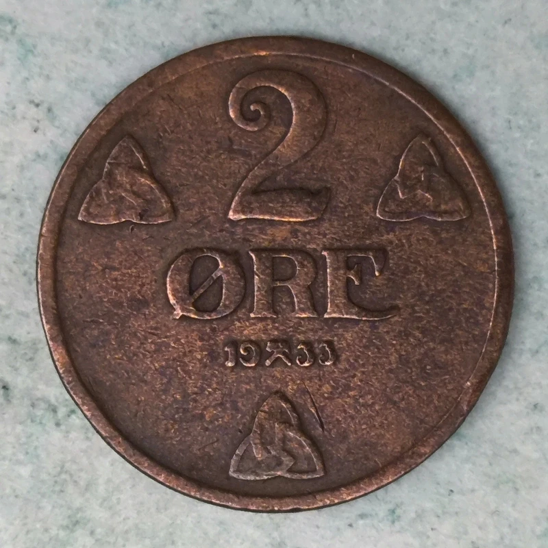 Reverse : Norway 2-øre 1933