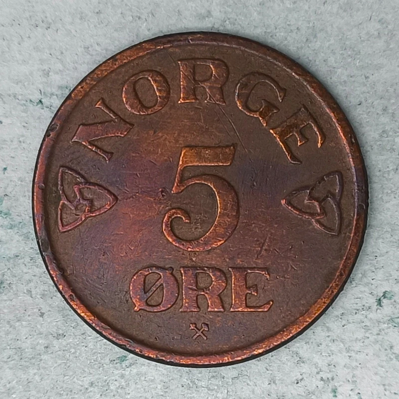 Reverse : Norway 5 øre 1955