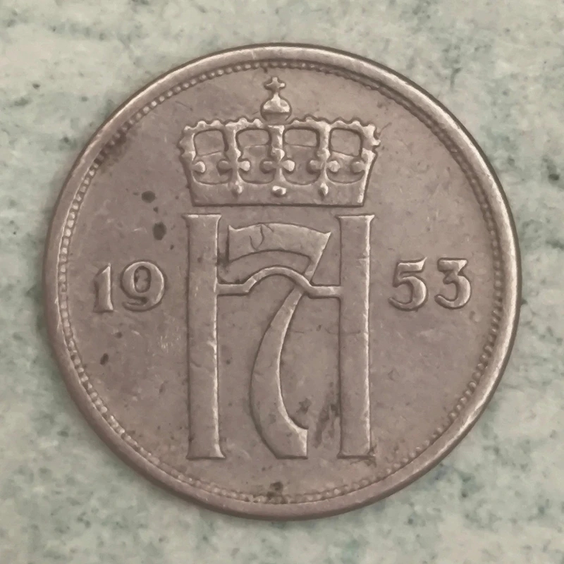 Reverse : Norway 10 øre 1953