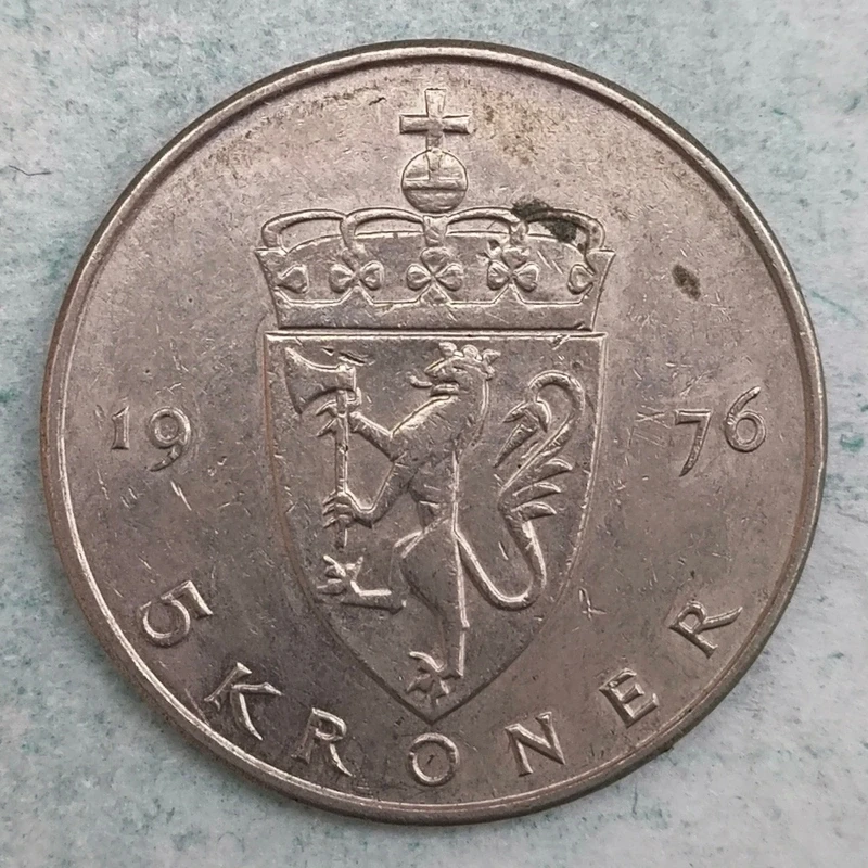 Reverse : Norway 5 kroner 1976