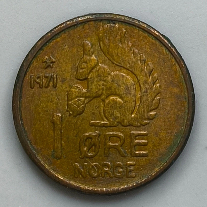 Reverse : Norway 1-øre coin 1971