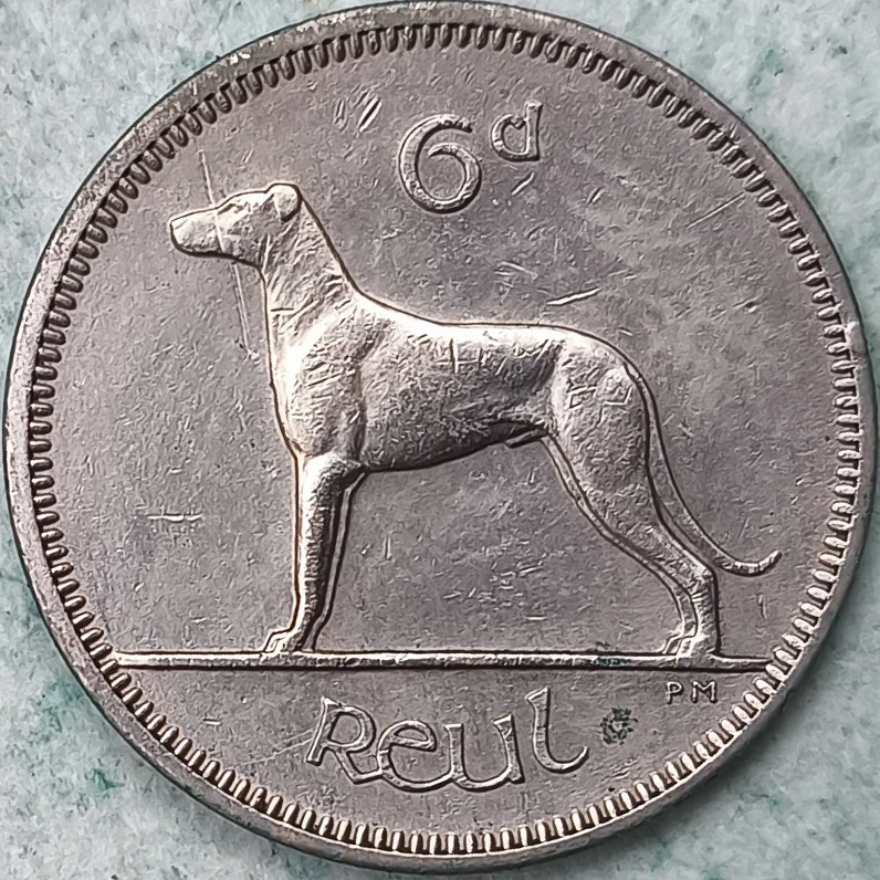 Rückseite : Irland 6 pence 1968 - Irischer Windhund