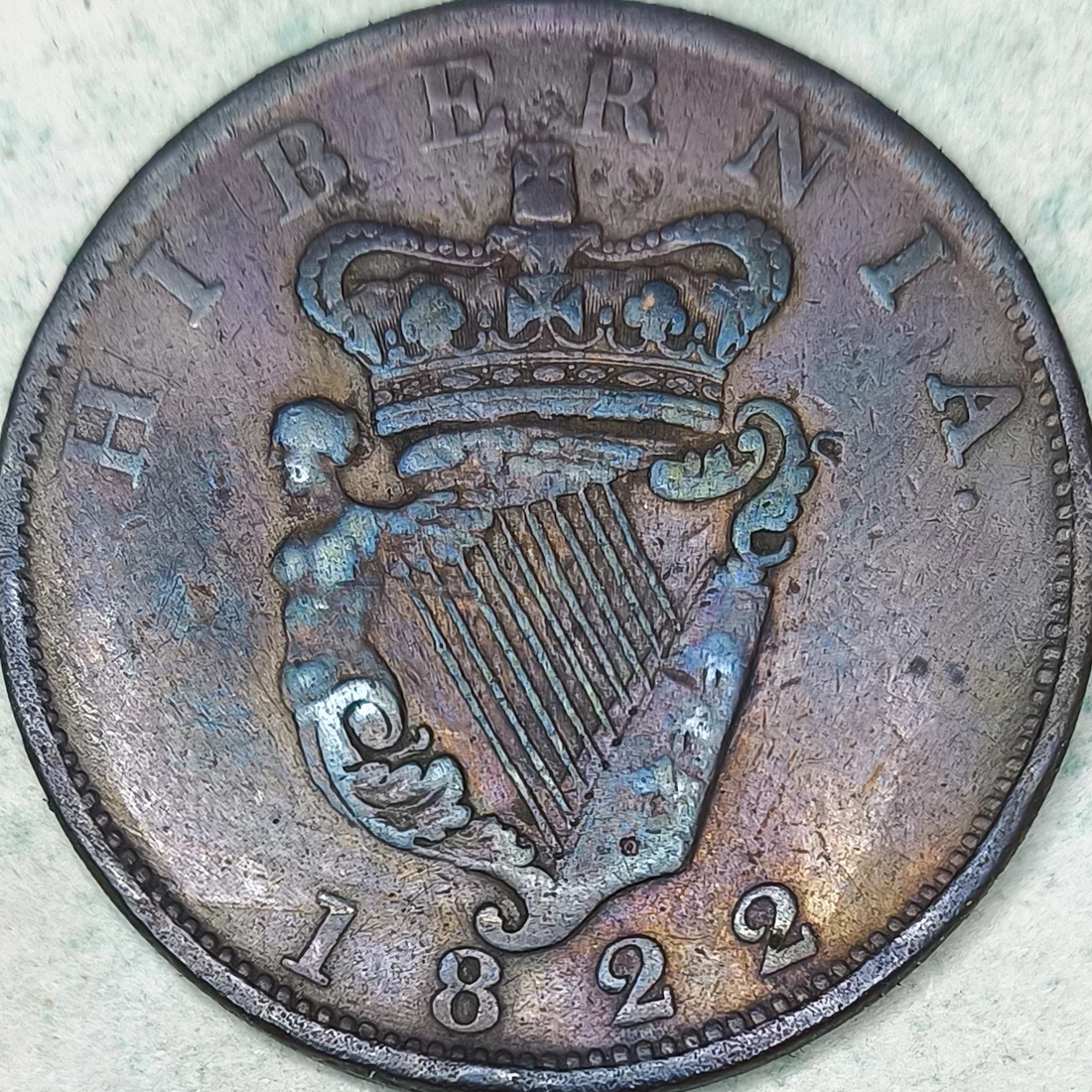 Rückseite : Irland 1 penny 1822 - George IV - Harfe mit Krone