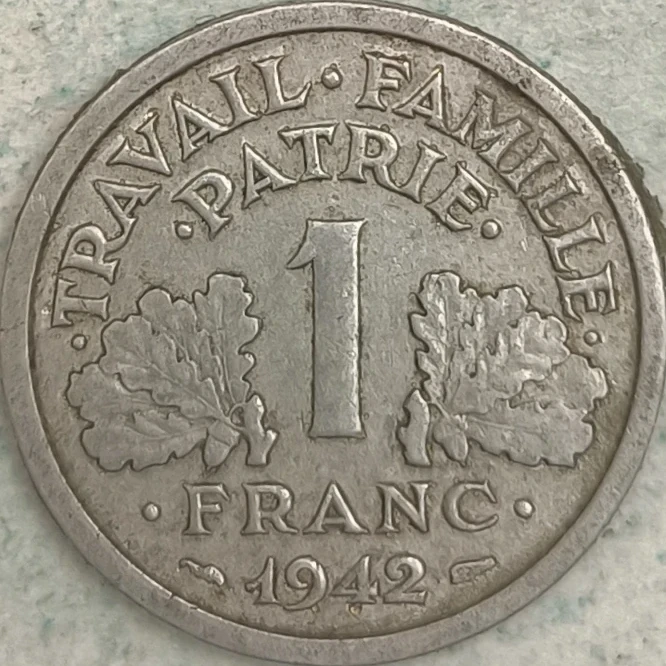 Rückseite : Frankreich 1 franc 1942 - Französischer Staat (Francisque, schwer)
