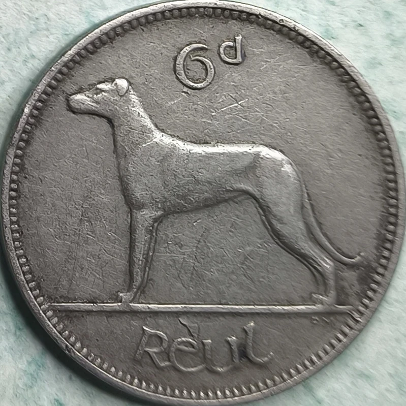 Revers : Irlande 6 pence 1928 - État libre d'Irlande - Lévrier irlandais