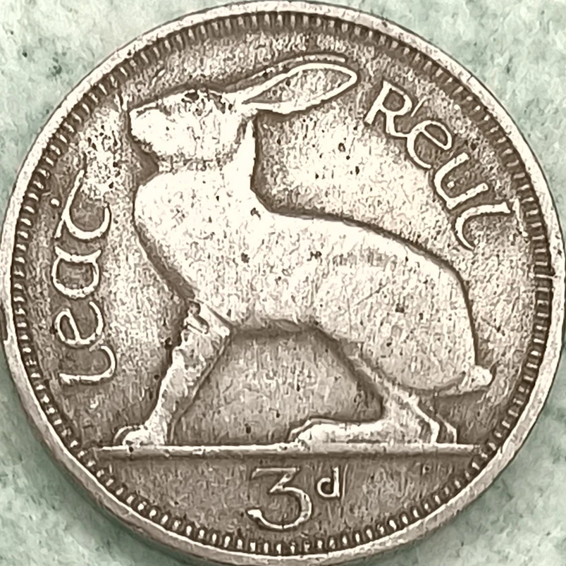 Revers : Irlande 3 pence 1934 - État libre d'Irlande - Lièvre
