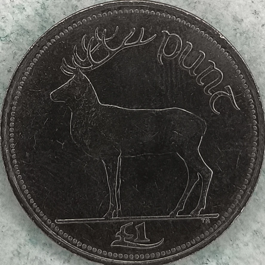 Revers : Irlande 1 pound 1990 - Cerf élaphe - Belle épreuve