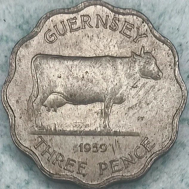 Revers : Guernesey 3 pence 1959 - Vache de Guernesey
