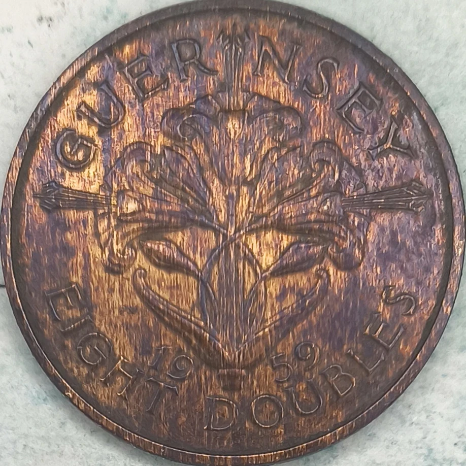 Reverse : Guernesey 8 doubles 1959 - Lys de Guernesey