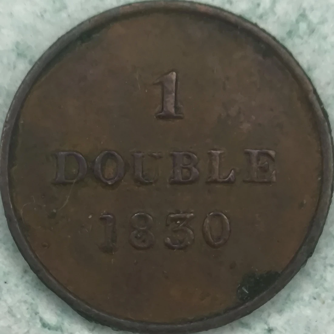 Revers : Guernesey 1 double 1830 - Armoiries