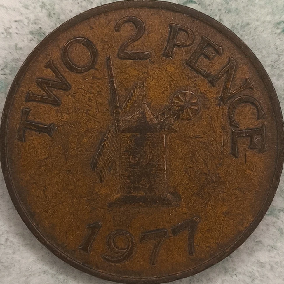 Reverse : Guernesey 2 pence 1977 - Moulin à vent