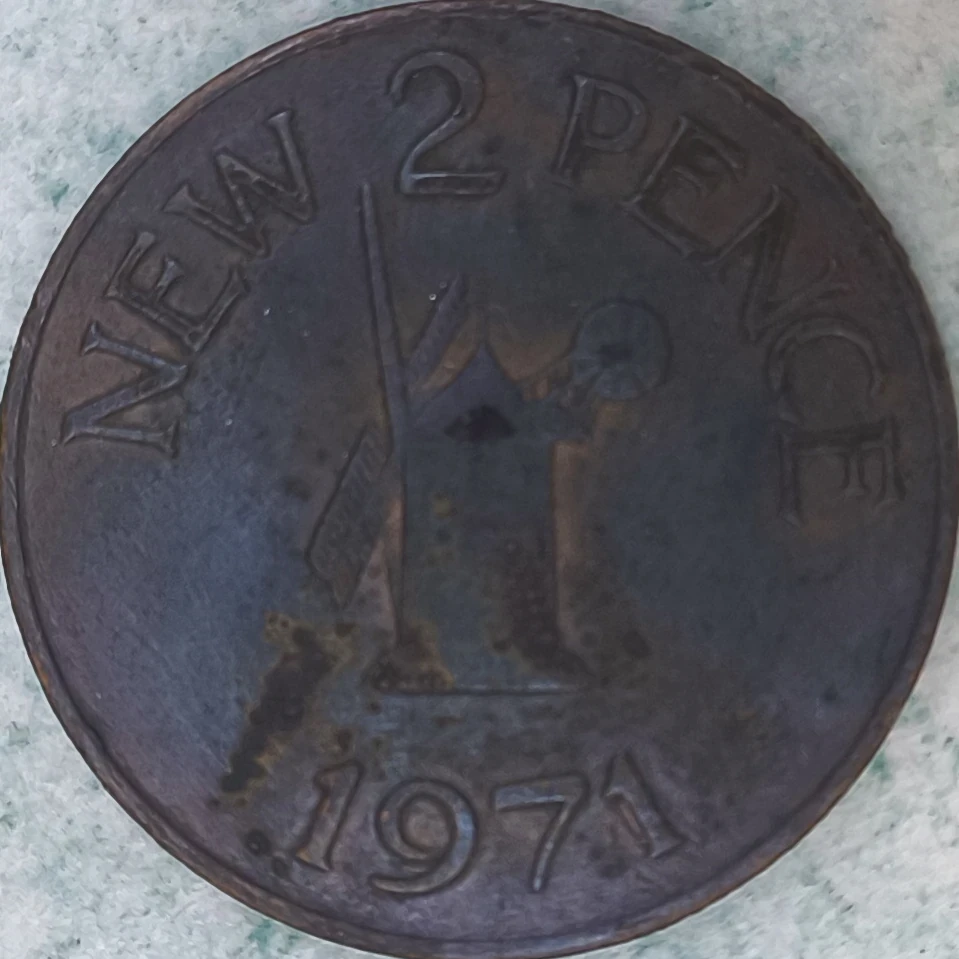 Revers : Guernesey 2 new pence 1971 - Moulin à vent