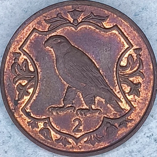 Revers : Île de Man 2 pence 1986 - Faucon pèlerin