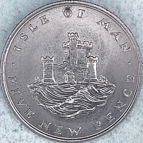 Revers : Île de Man 5 new pence 1971 BE - Tour du Refuge