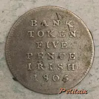 BANK TOKEN FIVE PENCE IRISH 1805