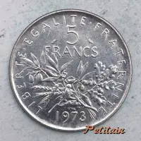 LIBERTE EGALITE FRATERNITE 5 FRANCS 1973